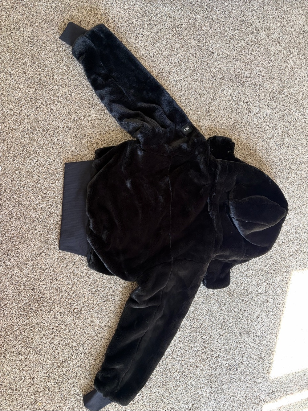 ALO Yoga Foxy Black Faux Fur Bomber Jacket - Picture 4 of 6